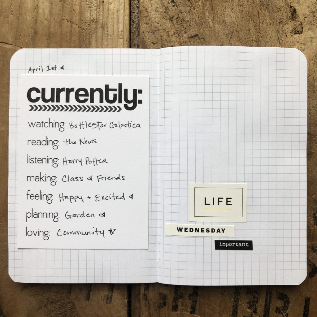 Currently List card in notebook